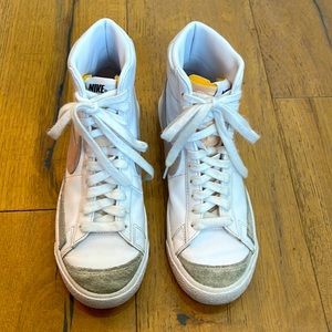 NIKE Leather Pink and White High-Tops, Size 8